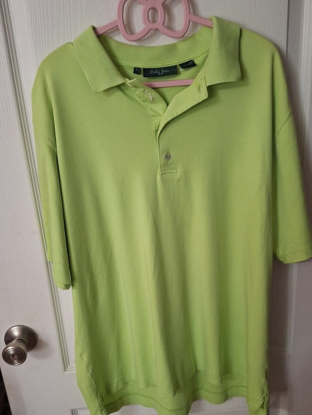 Bobby Jones Men’s Large Lime Green Cotton Golf Polo Shirt Embroidered Logo  L